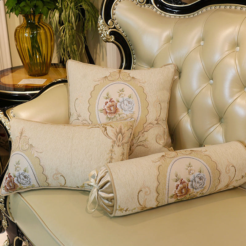 European-style pillow cushion living room sofa American high-end luxury office bedside large backrest waist pillowcase with core