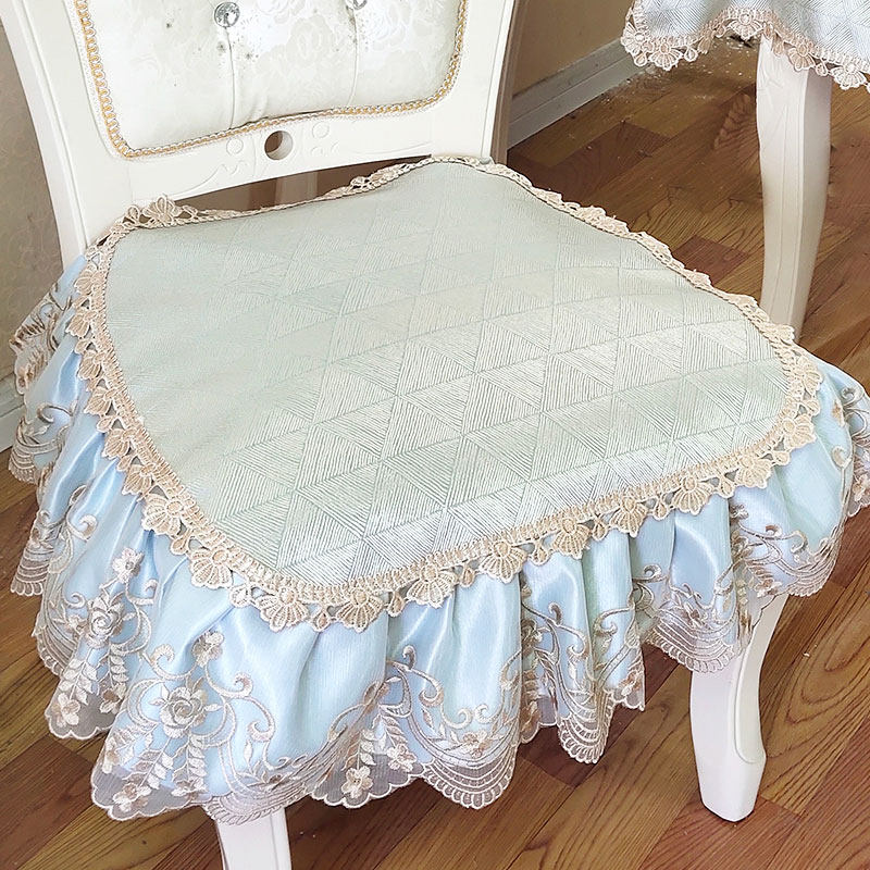 European-style dining table and chair cushion four seasons universal high-end household breathable non-slip horseshoe cushion thin tablecloth set