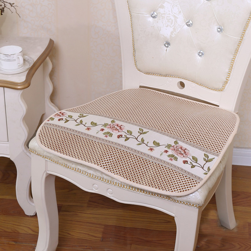 Summer ice silk chair cushion home breathable cool mat office computer chair cushion rattan seat European luxury dining chair cushion