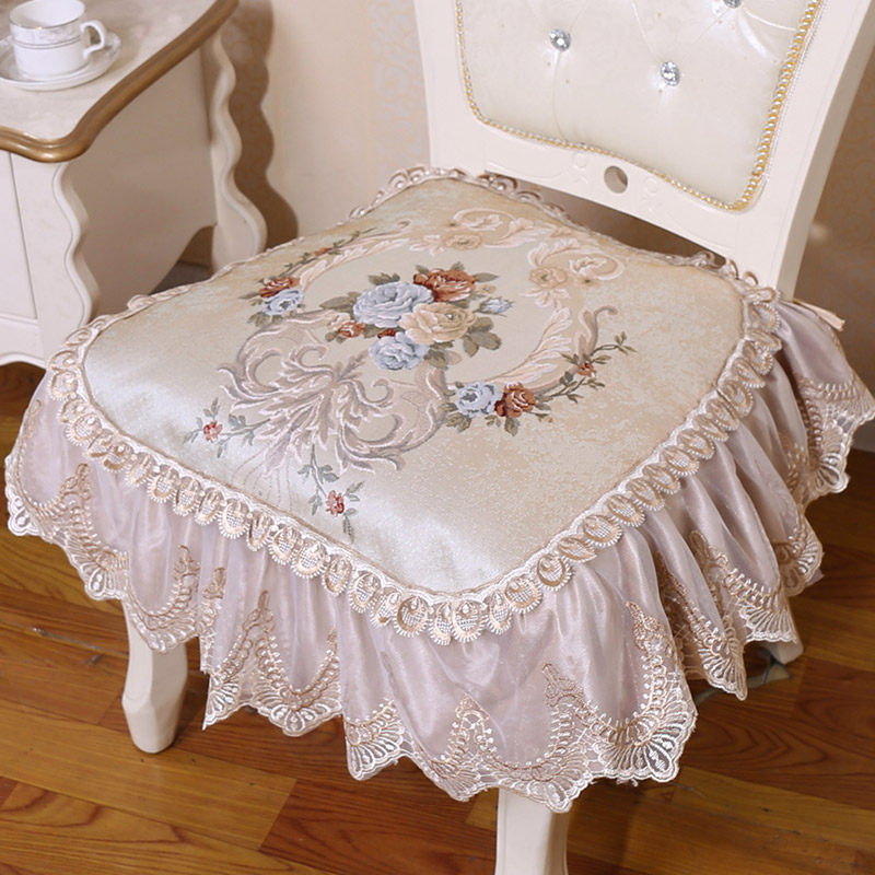 European-style chair cushion set high-end luxury household fabric dining table and chair cover four seasons universal non-slip stool cushion custom