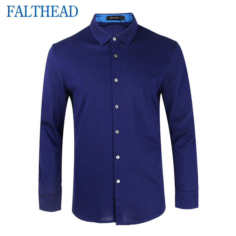 Fairfat long sleeve knitted shirt men shirt spring and autumn young cotton sansilk thin slim slim business fashion