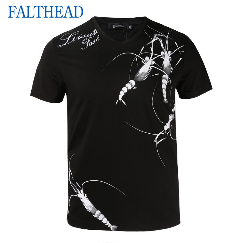 Fairfat short-sleeved T-shirt men's summer V-neck youth fashion casual thin double mercerized cotton spandex elastic base