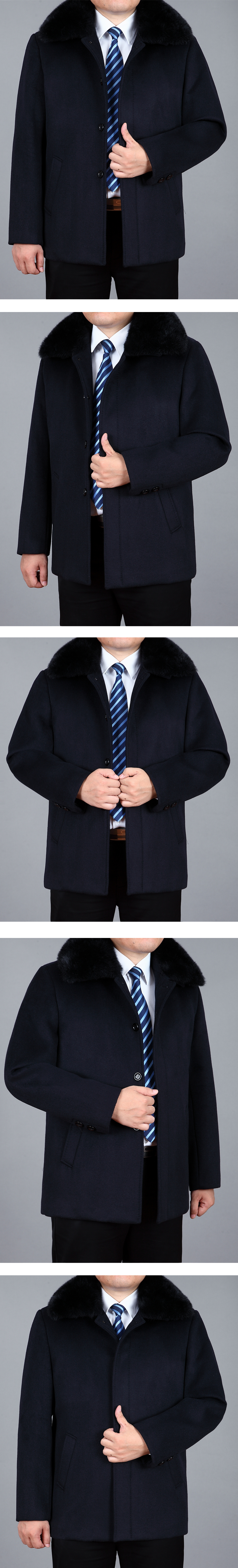 Quần áo mùa đông mới cộng với áo nhung dày trung niên áo len nam ngắn đoạn áo len áo gió cha trung niên áo jacket nam