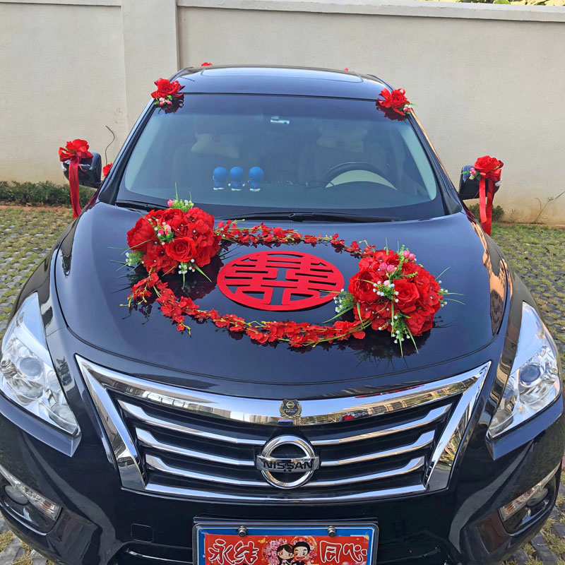 Courtesy of the Courtesy Door Main Associate Wedding Ceremony Car Decoration Head Flower Creative Personality China Wind Emulation Flower Car Decoration Wedding Suction Cup Style