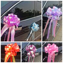 Wedding car pull flower decoration rearview mirror car door handle pull large three-layer two-color lazy man hand flower bouquet