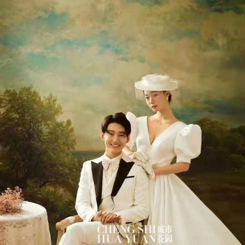 Photo studio wedding theme hand-painted landscape new hand-painted art background cloth boutique photography inkjet photography cloth