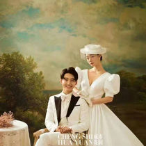 Movie House Wedding Dress Themed Handpainted Scenery New Pure Handmade Painting Art Background Cloth Boutique Photography Spray-painted Photo Boutique