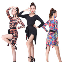 Spring and Autumn New Latin Short Dress Adult Sleeve Sleeve Sleeve Cross Dance Short Short