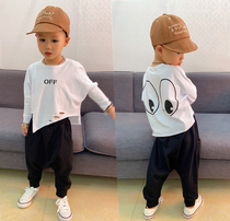 Male and female children long sleeve thin T-shirt children spring summer short dress irregular t children loose version fashionable top tide