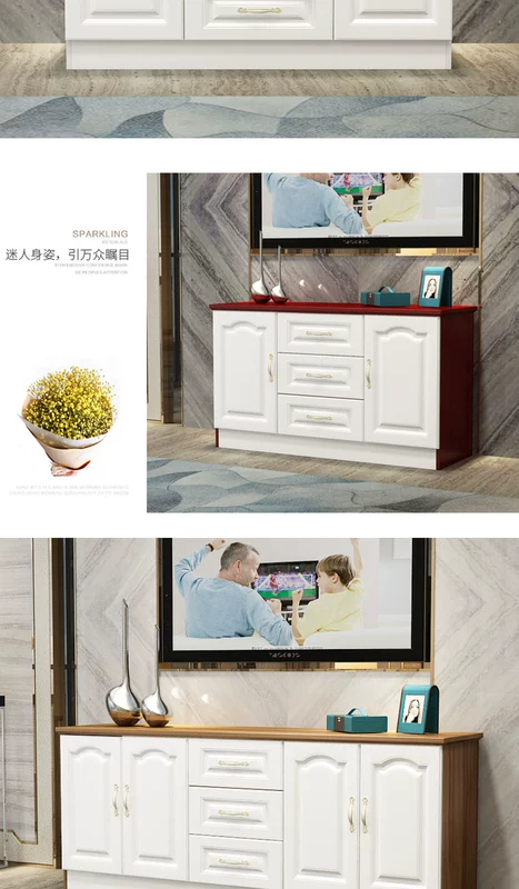 Tủ tivi gỗ đơn giản căn hộ nhỏ đơn giản tủ khóa trắng kết hợp tủ sàn phòng ngủ cao cấp Tủ tivi hiện đại tối giản - TV