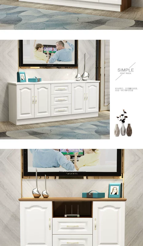 Tủ tivi gỗ đơn giản căn hộ nhỏ đơn giản tủ khóa trắng kết hợp tủ sàn phòng ngủ cao cấp Tủ tivi hiện đại tối giản - TV