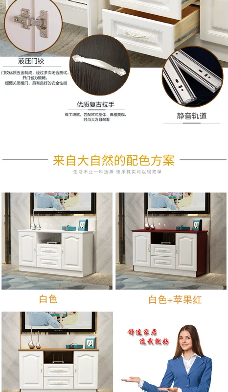 Tủ tivi gỗ đơn giản căn hộ nhỏ đơn giản tủ khóa trắng kết hợp tủ sàn phòng ngủ cao cấp Tủ tivi hiện đại tối giản - TV