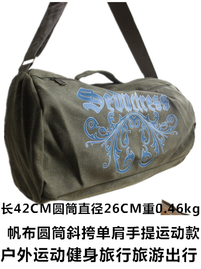 New men's casual men's bag canvas cylinder sports bag men's shoulder training bag messenger bag crossbody bag