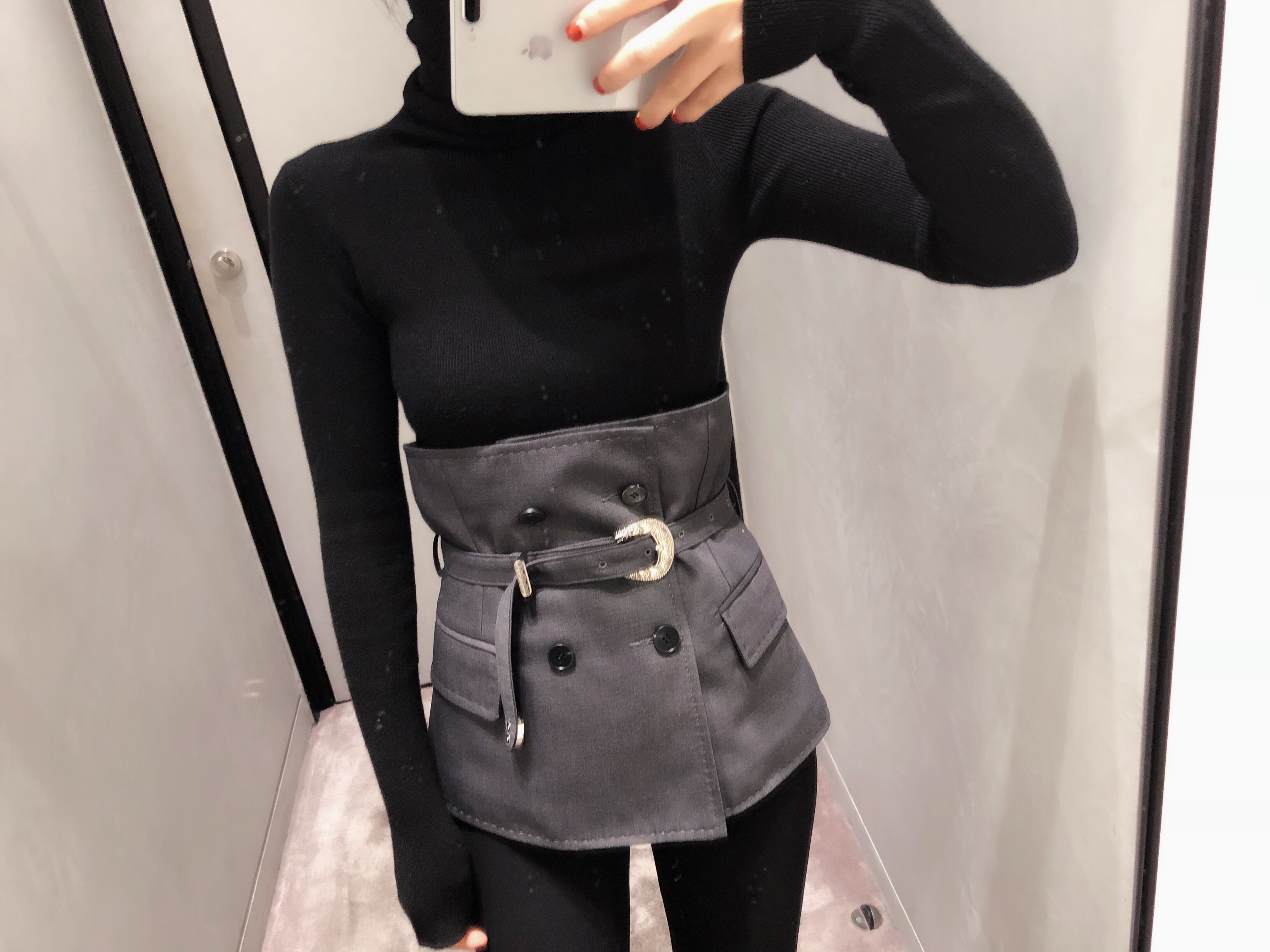 LADYCAI tráng áo nữ trang trí retro đơn giản với đầm bụng eo thon thắt lưng rộng quần lót đẹp mẫu mới