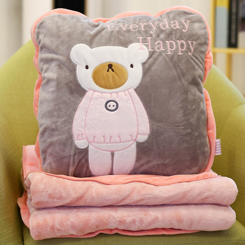 Thickened pillow quilt dual-purpose cushion by office coral fleece car two-in-one blanket lunch break head by car