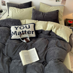 Winter thickened Milk Velvet Bed Four-piece Double-sided Coral Flannel Quilt Cover Fleece-lined Bed Sheets Bed Three-piece Set