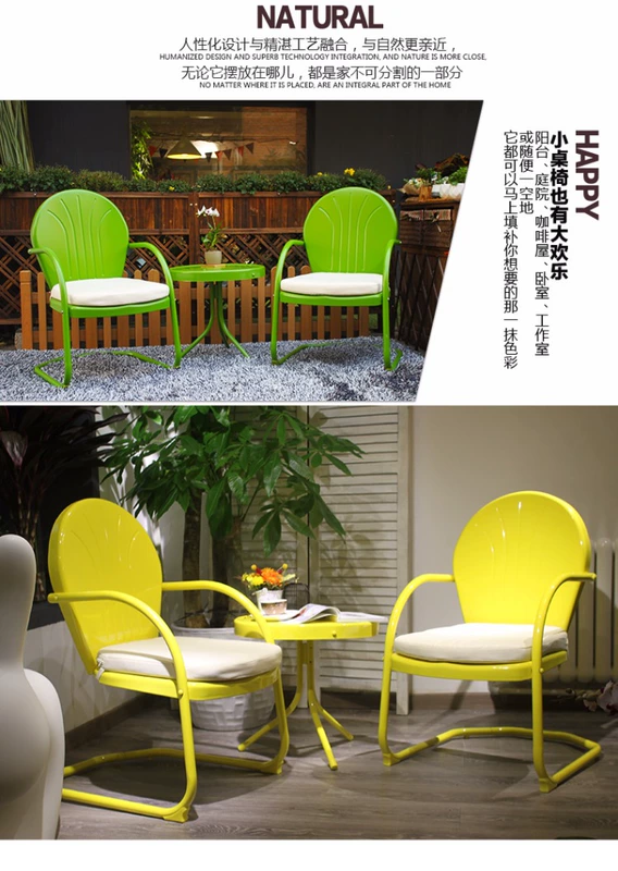 Xinningju ngoài trời giải trí đồ nội thất sân vườn sắt rèn phòng khách sạn bàn ghế phòng câu lạc bộ ban công bàn ghế ba mảnh bàn ghế ngoài trời đẹp