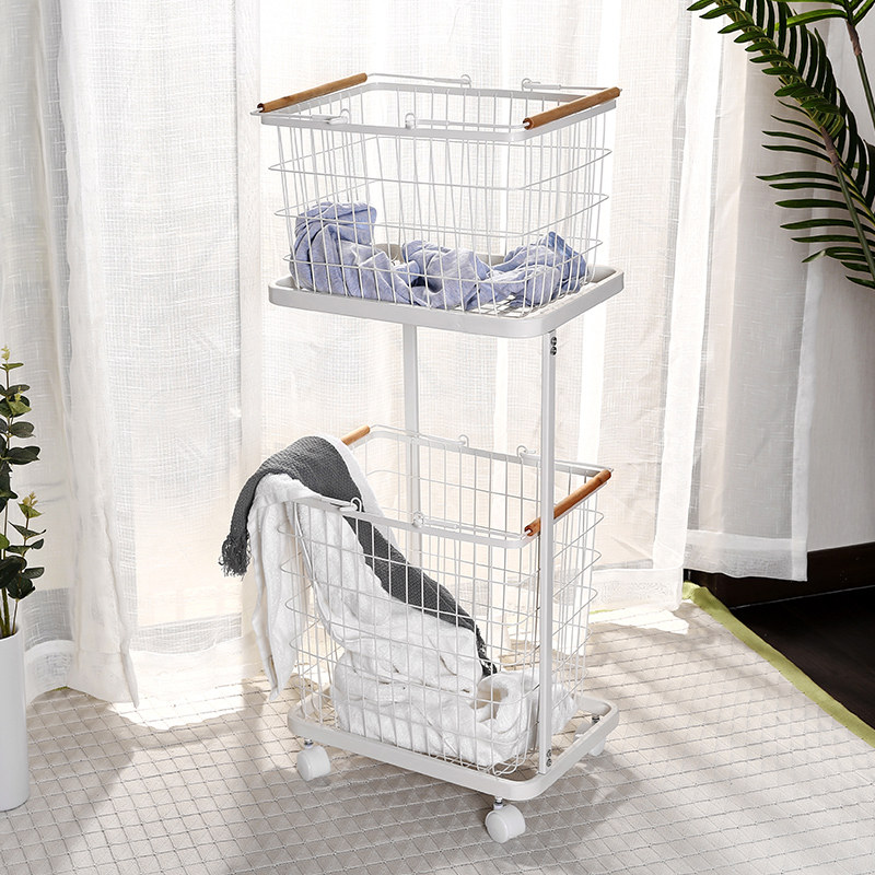 Dirty Laundry Basket Nordic Iron Art Dirty Laundry Basket Containing clothes frame Bar Domestic double classified clothes Dirty Laundry