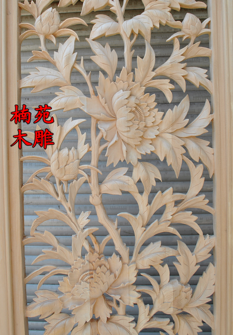 Dongyang woodcarving dải màn hình mặt dây chuyền Trung Quốc phòng khách theo phong cách TV nền tường treo màn hình cửa sổ màn hình khắc sâu hoa mẫu đơn hoa