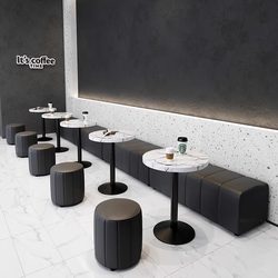Rest Area Reception Card Seat Sofa Milk Tea Dessert Shop Cafe Table and Chair Combination Minimalist Modern Wall Soft Bench