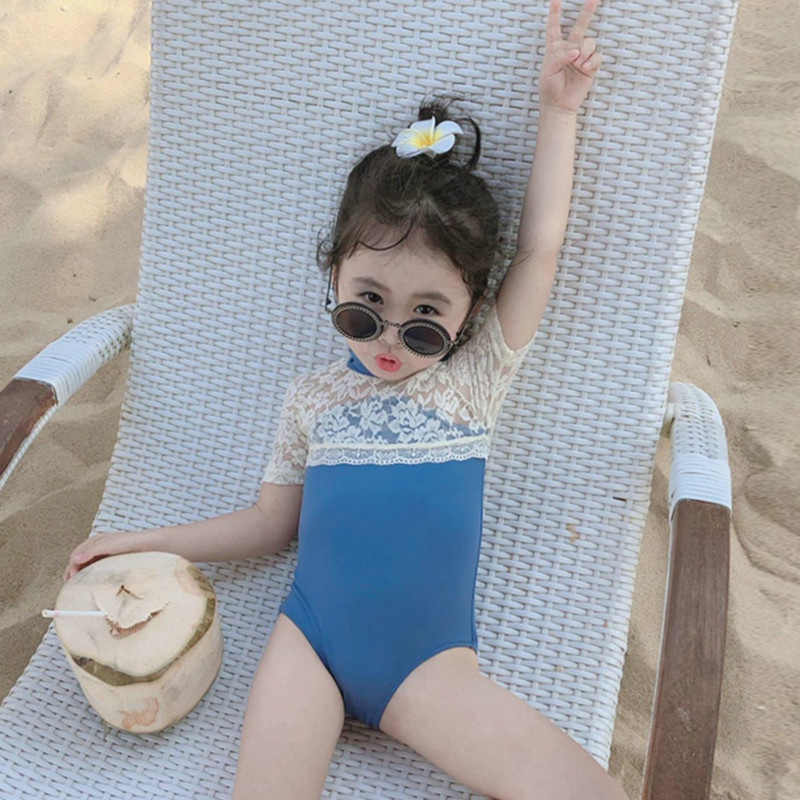 Girl lace conglomerate swimsuit, Han edition baby summer cute princess hot spring vacation sun-proof swimsuit