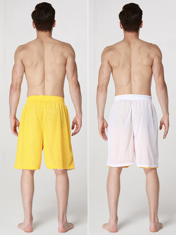 Quần short thể thao bãi biển cỡ lớn 5 điểm nam chạy quần tập bóng rổ quần lưới bóng rổ hai mặt thoáng khí quần tập gym nam 2 lớp