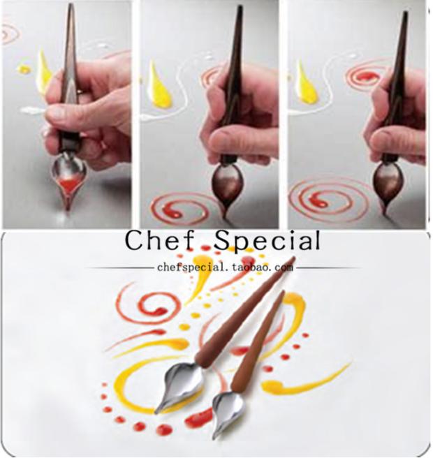 Molecular gourmet cuisine plate special spoon pointed mouth Western food plate French jam painting plate sauce spoon pen