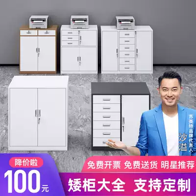Office low cabinet File cabinet Iron storage cabinet Tool cabinet Household lockable small cabinet Bed chest of drawers