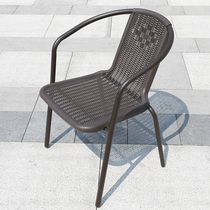 Outdoor chair wrought iron milk tea coffee shop back chair dining barbecue outdoor table and chair simple casual courtyard rattan chair