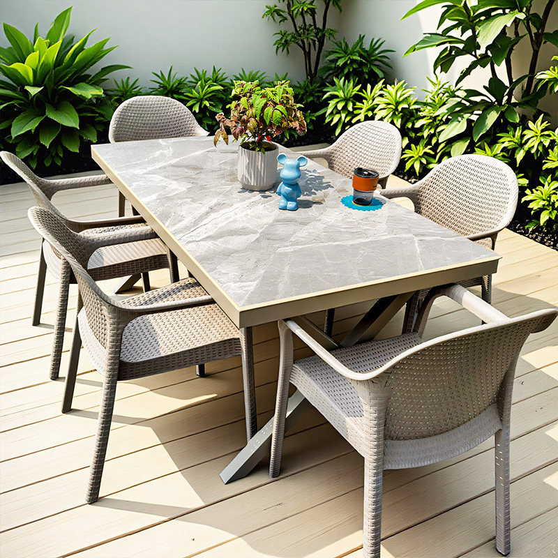 Outdoor Tables and Chairs, Courtyard Garden Villa Slate Table, Terrace Balcony, B&B Outdoor Leisure Aluminum Alloy Tables and Chairs Outdoor Tables and Chairs, Courtyard Garden Villa Slate Table, Terrace Balcony, B&B Outdoor Leisure Aluminum Alloy Tables and Chairs