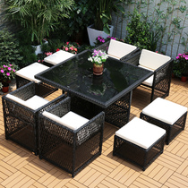 Outdoor table and chair Villa courtyard garden leisure rattan chair sun room rattan table and chair outdoor terrace woven rattan table and chair