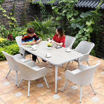 Outdoor tables and chairs courtyard Nordic style rattan chairs outdoor leisure garden terrace rattan tables and chairs Teng Yi woven rattan tables and chairs