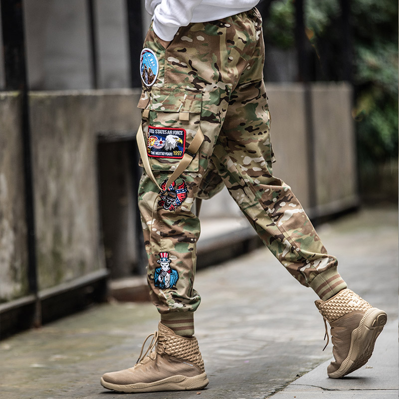 Desert digital pants men's tide brand corset multi-bag cargo pants outdoor training pants loose wear tactical trousers