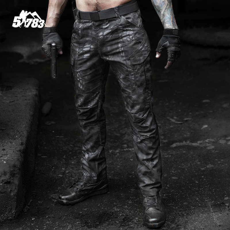 51783 military fans Python camouflage tactical pants men's slim outdoor tooling wear-resistant special forces commuter training pants