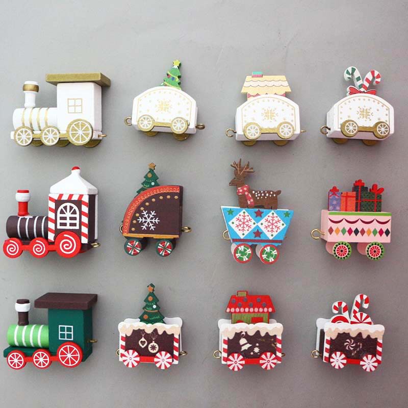 Christmas jewelry decoration scene arrange Christmas Little Train wooden children's gift small gift creative