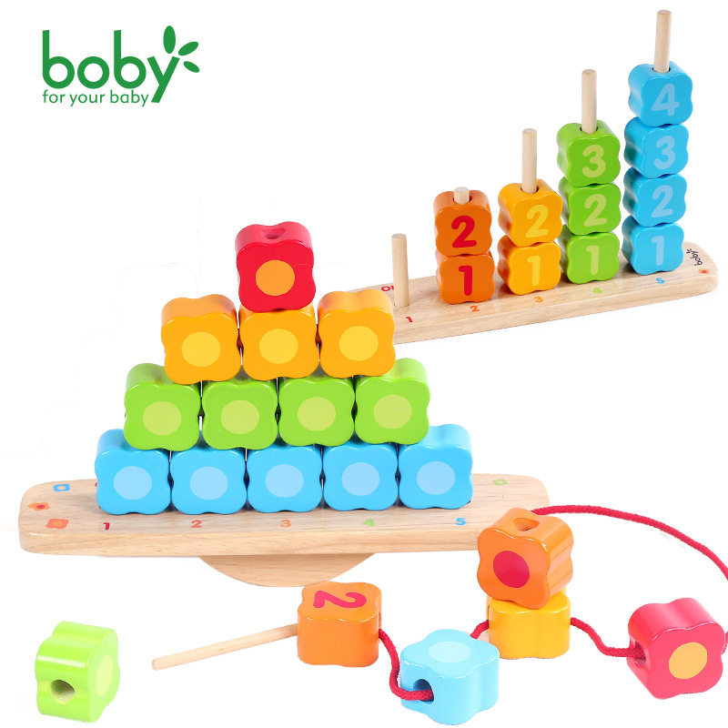 boby wooden balance heaps of leaps 1-2-3-year-old chunks of girls early education Puzzle Digital Beads building blocks Toys