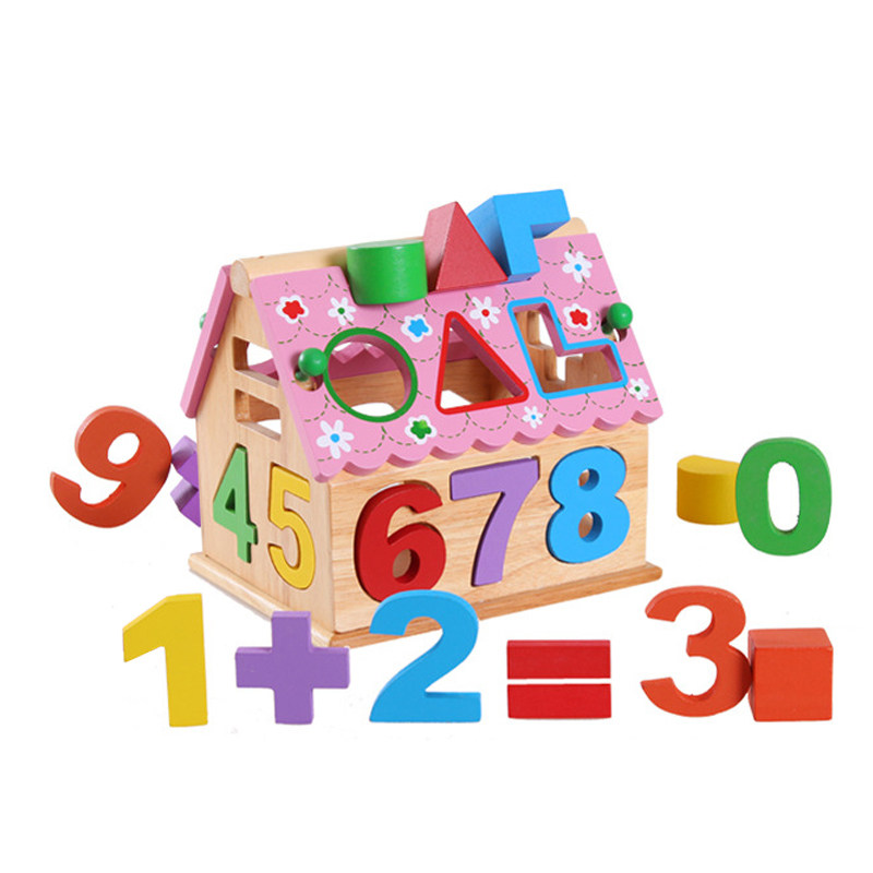 1-3 Year Old Girl Geometric Shape Box Wisdom House Digital House Porous Matching Intellect Box Baby Puzzle Toy
