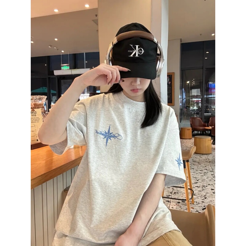 American-Style Embroidered Short-Sleeve Women's T-Shirt, Summer 2026 New Model, Loose and Versatile Letter Casual Top for Young Girls and Students