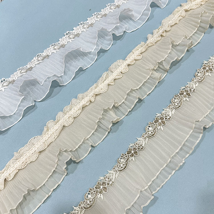 Curtain Lace American Cream Style Double-Layer Lace Embroidery Edge Window Screen Side Panel Bedroom Home Fabric Accessories Decoration