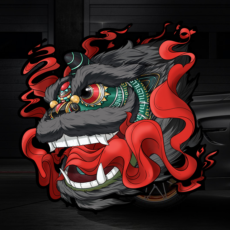 National tide wake up lion car stickers Chinese style lion body stickers lucky lucky reflective scratch stickers electric car decorative stickers