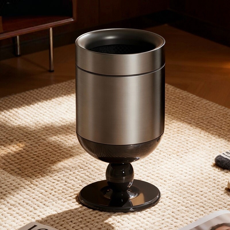 Japanese Imported Trash Can for Home Use, Living Room, Tall Wine Glass Style, Lidless, Large Capacity, High Aesthetic, Light Luxury, High-End Stainless Steel Japanese Imported Trash Can for Home Use, Living Room, Tall Wine Glass Style, Lidless, Large Capacity, High Aesthetic, Light Luxury, High-End Stainless Steel