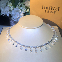 Luxury dinner necklace 18K gold Moisan Stone full diamond necklace female water drop diamond