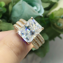D-color Moissanshi ring female 18k White Gold Gold shaped diamond emerald ring full of pigeon egg ring