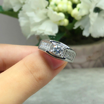 1 karat custom luxury loose diamonds inlaid mo sang shi classic mens ring atmospheric explicit drill 18k Platinum