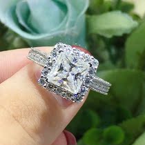 D color 18K color gold Moissanite ring heterosexual Diamond Princess court retro female ring big carat diamond ring