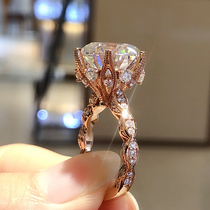 10 karat mo sang shi diamond ring 18K gold court retro female Mozambique zuan jie zhi wild tao jie