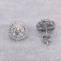 Luxury full set diamond earrings 30-point nails 18K white gold Mossang D color 50-point pairs A total of 1 carat earrings gift