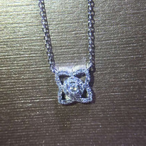 18K white gold lotus flower petal diamond necklace for women clover group set with natural real diamond pendant neck ornament