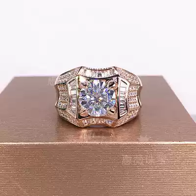 Hui Wei jewelry 18K rose gold platinum D color 2-3 Karat mo sang shi men's ring luxury ladder party loose diamonds ring
