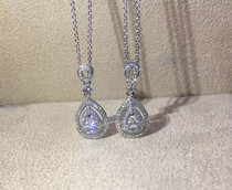 18K white gold diamond necklace Pear-shaped water drop true diamond pendant Womens group set with natural South African broken diamond neck pendant